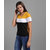 Vivient Women Mustured White Black Colour Block Hosery T-shirt