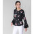 Vivient Women Black Base Pink Floral Printed Bell Sleeve Top