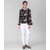 Vivient Women Black Base Pink Floral Printed Bell Sleeve Top