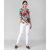 Vivient Women Black White Stripe Floral Printed Ballon Top