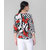 Vivient Women Black White Stripe Floral Printed Ballon Top