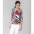 Vivient Women Black White Stripe Floral Printed Ballon Top