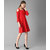 Vivient Women Red Cold Shoulder Plain Midi Hosery Dress