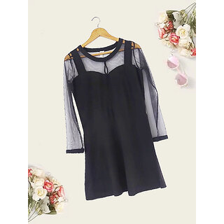 Vivient Women Black Plain Short Hosery Dress