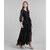 Vivient Women Black V-Neck Georgette Plain Maxi Dress