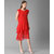 Vivient Women Red Plain Layered Georgette Midi Dress