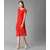 Vivient Women Red Plain Layered Georgette Midi Dress
