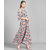 Vivient Women Black White Stripe Floral Printed Crepe Maxi Dress
