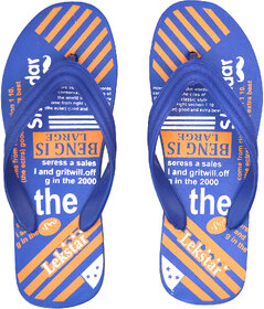 FOMO Men's Rubberized EVA Anti Skid Blue Flip-Flops and House Slippers ( Pro F51 )