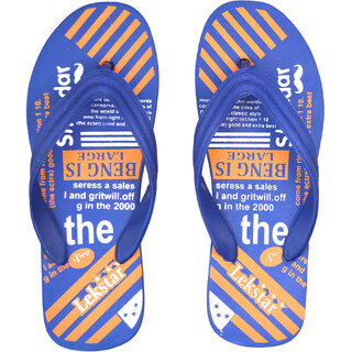 FOMO Men's Rubberized EVA Anti Skid Blue Flip-Flops and House Slippers ( Pro F51 )