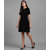 Vivient Black Plain Velvet Round Neck Midi Dress For Women