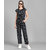 Vivient Women Black Check Front Knot Printed Jumpsuits