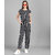 Vivient Women Black Big Stripe Printed Front Knot Jumpsuits