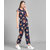 Vivient Women Nevy Blue Flower Printed Front Knot Jumpsuits