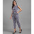 Vivient Women Nevy Blue Small Stripe Printed Front Knot Jumpsuits