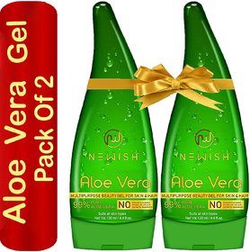 Newish Pure Aloe Vera Gel Combo for Face, Skin  Hair Set of 2 (130 ml Each)