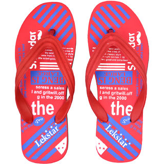 FOMO Men's Rubberized EVA Anti Skid Red Flip-Flops and House Slippers ( Pro F52 )
