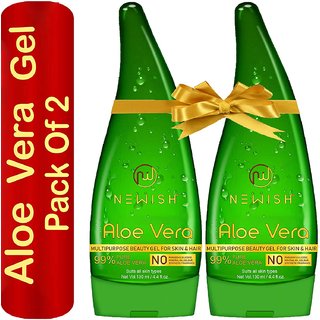 Newish Pure Aloe Vera Gel Combo for Face, Skin  Hair Set of 2 (130 ml Each)