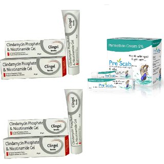 Clingel Cream for topical treatment of Acne, Pimples Cream 2+1 Pre Scab Anti Lice Soap