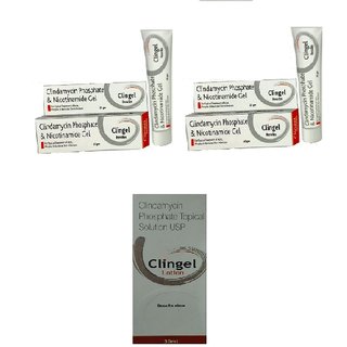 Clingel Cream for topical treatment of Acne, Pimples Cream 2+1 Clingel Lotion