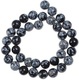 Swastik Natures Natural Snowflake Obsidian 8mm Beads for Creative Artworks or Bracelet Jewellery Making Purpose (23Pcs)