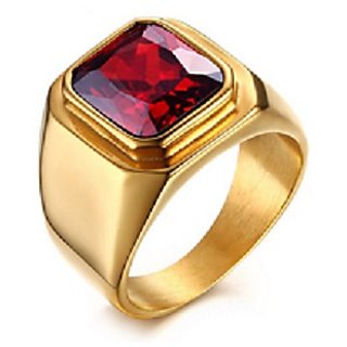Ruby Ring-With 5.25 Natural Ruby Stone gold Plated Ring Men & Women by CEYLONMINE