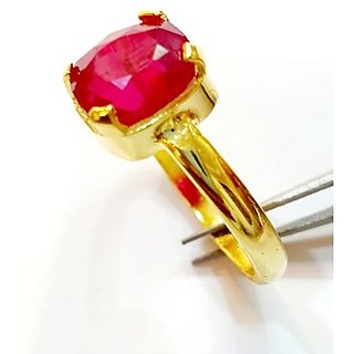 Natural Ruby 9.25 ratti stone gold plated ring certified stone ring for unisex by CEYLONMINE