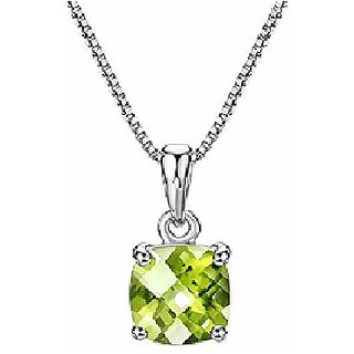 7.25 ratti stone pure Peridot Silver Pendant without chain for unisex by CEYLONMINE