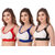 Red, Blue, Black Color Workout Sport Bra Pack of 3