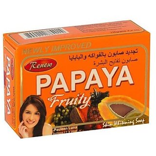 Renew Papaya Fruity Skin Whitening Herbal Soap (Made In Philippines)  (135 g)