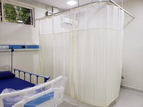 Curtains for Hospital/ ICU/ Clinics  Cream Stripes  Polyester  4ft Width X 7ft Height