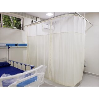 Curtains for Hospital/ ICU/ Clinics  Cream Stripes  Polyester  4ft Width X 7ft Height