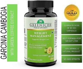 Greeniche Weight Management Natural and Herbal Garcinia Cambogia Extract with Green coffee - 90 Veg Capsules