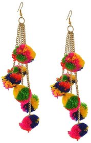 Giftjee - Fancy Multicolor Pompom Fabric Tassel Earring for girls and women