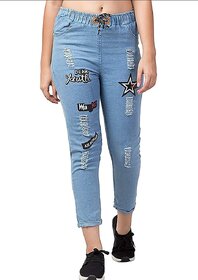 Denim Printed Joggers