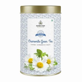 Nature's Park CHAMOMILE GREEN TEA  Made with 100 Natural Chamomile Flowers  Loose Leaf Green Tea Leaves  Good for Sound Sleep  Weight Loss, USDA Certified (100 g)