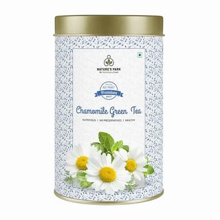 Nature's Park CHAMOMILE GREEN TEA  Made with 100 Natural Chamomile Flowers  Loose Leaf Green Tea Leaves  Good for Sound Sleep  Weight Loss, USDA Certified (100 g)