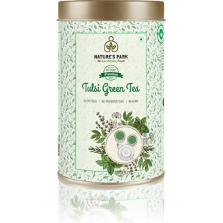 Nature's Park Classic Tulsi Green Tea for Weight Loss Rich In Antioxidant Natural Immunity Booster Loose Green Tea Leaves  Indian Holy Basil (Rama, Shyama  Vana Tulsi Leaves) , USDA Certified, Can (125 g)