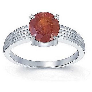 Natural Hessonite Stone Lab Certified Silver 2 Carat Ring BY CEYLONMINE