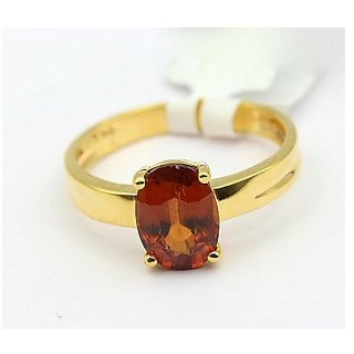 Original Natural Certified Hessonite 3.5 Carat Adjustable Gold Plated Ringby CEYLONMINE