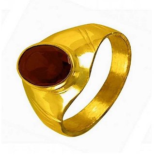Original Natural Certified Hessonite 3.25 Carat Adjustable Gold Plated Ringby CEYLONMINE