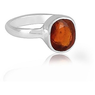 100% Original Hessonite Lab Certified Stone 3.25 Ratti silver Ring by CEYLONMINE