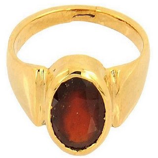 Natural Hessonite Stone Lab Certified Gold Plated 8.5 Carat Adjustable Ring BY CEYLONMINE