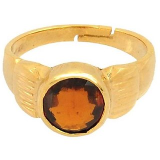 Natural and Eligent Hessonite Gemstone 8.5 Carat Gold Plated Ring by CEYLONMINE