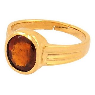 100% Original Hessonite Stone Lab Certified Stone 12.25 Ratti Gold Plated Ring by CEYLONMINE