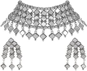 Minha Afghani Designer Turkish Style Vintage Oxidised German Silver Tribal Jhumki Necklace Pandeant Antique Jewellery Se