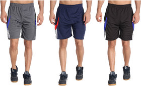 MRD RUNNING  SPORTS SHORTS COMBO WITH ZIPPER POCKETS (FREE SIZE WAIST 28 to 34 INCH) (PACK of 3)
