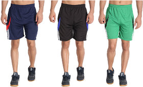 MRD RUNNING  SPORTS SHORTS COMBO WITH ZIPPER POCKETS (FREE SIZE WAIST 28 to 34 INCH) (PACK of 3)