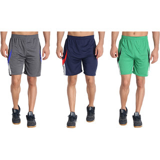 MRD RUNNING  SPORTS SHORTS COMBO WITH ZIPPER POCKETS (FREE SIZE WAIST 28 to 34 INCH) (PACK of 3)