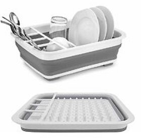 Drying Drainer Silicone Folding Dish Rack with Spoon Fork Knife Storage Holder Organizer Strainer